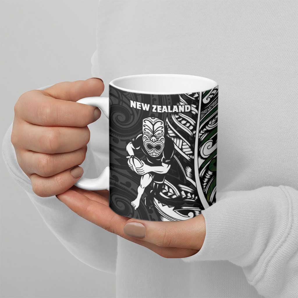 New Zealand and South Africa Rugby Ceramic Mug Maori Tiki Fern Springboks Kente Pattern - Aussie Hoodie