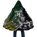New Zealand and South Africa Rugby Custom Cloak Maori Tiki Fern Springboks Kente Pattern - Aussie Hoodie