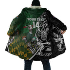 New Zealand and South Africa Rugby Custom Cloak Maori Tiki Fern Springboks Kente Pattern - Aussie Hoodie