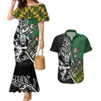 New Zealand and South Africa Rugby Custom Couples Matching Mermaid Dress and Hawaiian Shirt Maori Tiki Fern Springboks Kente Pattern - Aussie Hoodie