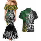 New Zealand and South Africa Rugby Custom Couples Matching Mermaid Dress and Hawaiian Shirt Maori Tiki Fern Springboks Kente Pattern - Aussie Hoodie
