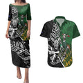 New Zealand and South Africa Rugby Custom Couples Matching Puletasi and Hawaiian Shirt Maori Tiki Fern Springboks Kente Pattern - Aussie Hoodie