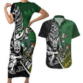 New Zealand and South Africa Rugby Custom Couples Matching Short Sleeve Bodycon Dress and Hawaiian Shirt Maori Tiki Fern Springboks Kente Pattern - Aussie Hoodie