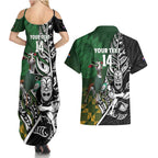 New Zealand and South Africa Rugby Custom Couples Matching Summer Maxi Dress and Hawaiian Shirt Maori Tiki Fern Springboks Kente Pattern - Aussie Hoodie