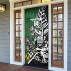 New Zealand and South Africa Rugby Custom Door Cover Maori Tiki Fern Springboks Kente Pattern - Aussie Hoodie
