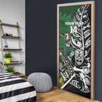 New Zealand and South Africa Rugby Custom Door Cover Maori Tiki Fern Springboks Kente Pattern - Aussie Hoodie