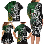 New Zealand and South Africa Rugby Custom Family Matching Long Sleeve Bodycon Dress and Hawaiian Shirt Maori Tiki Fern Springboks Kente Pattern - Aussie Hoodie