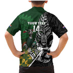 New Zealand and South Africa Rugby Custom Family Matching Mermaid Dress and Hawaiian Shirt Maori Tiki Fern Springboks Kente Pattern - Aussie Hoodie