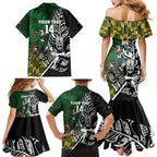 New Zealand and South Africa Rugby Custom Family Matching Mermaid Dress and Hawaiian Shirt Maori Tiki Fern Springboks Kente Pattern - Aussie Hoodie