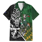 New Zealand and South Africa Rugby Custom Family Matching Mermaid Dress and Hawaiian Shirt Maori Tiki Fern Springboks Kente Pattern - Aussie Hoodie