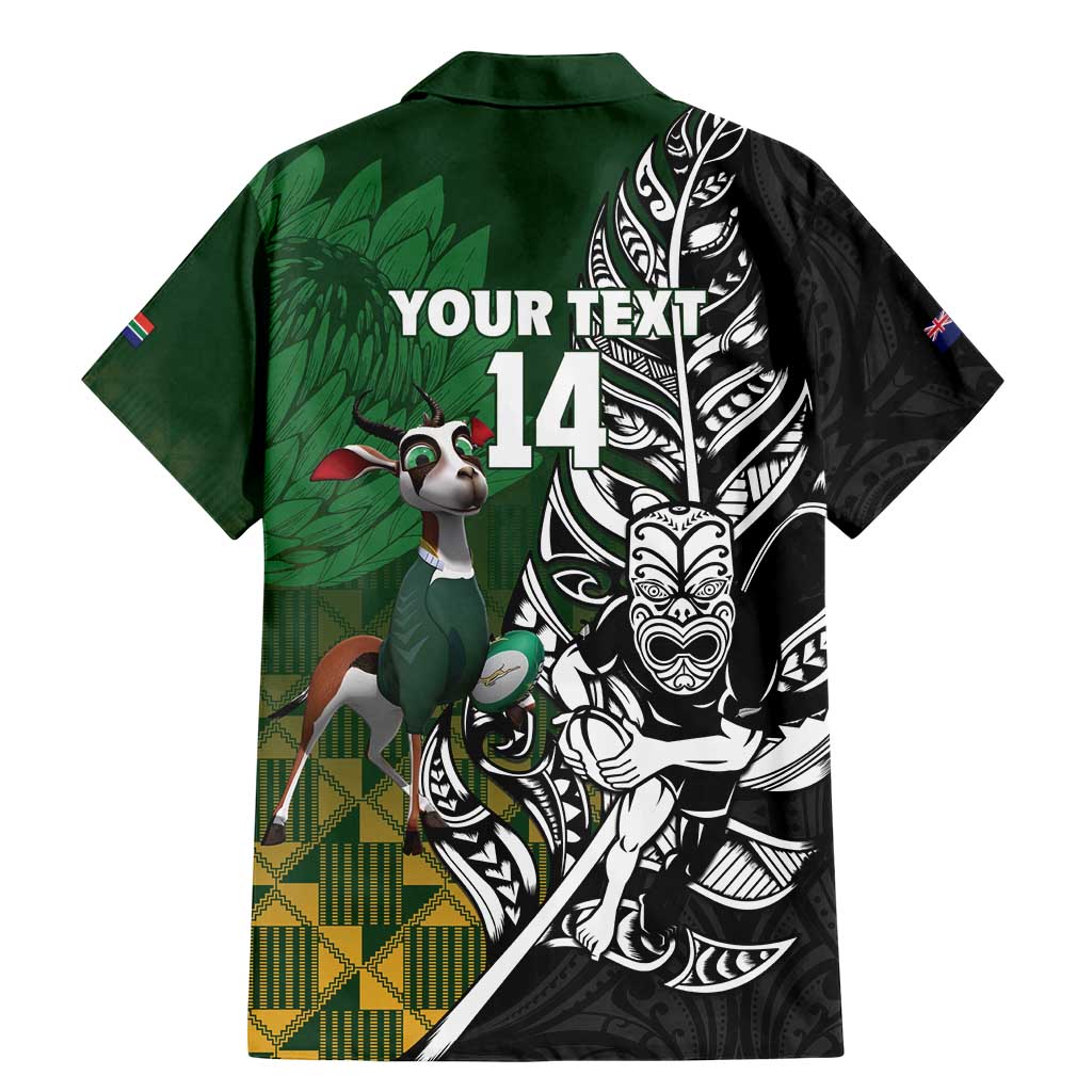New Zealand and South Africa Rugby Custom Family Matching Mermaid Dress and Hawaiian Shirt Maori Tiki Fern Springboks Kente Pattern - Aussie Hoodie