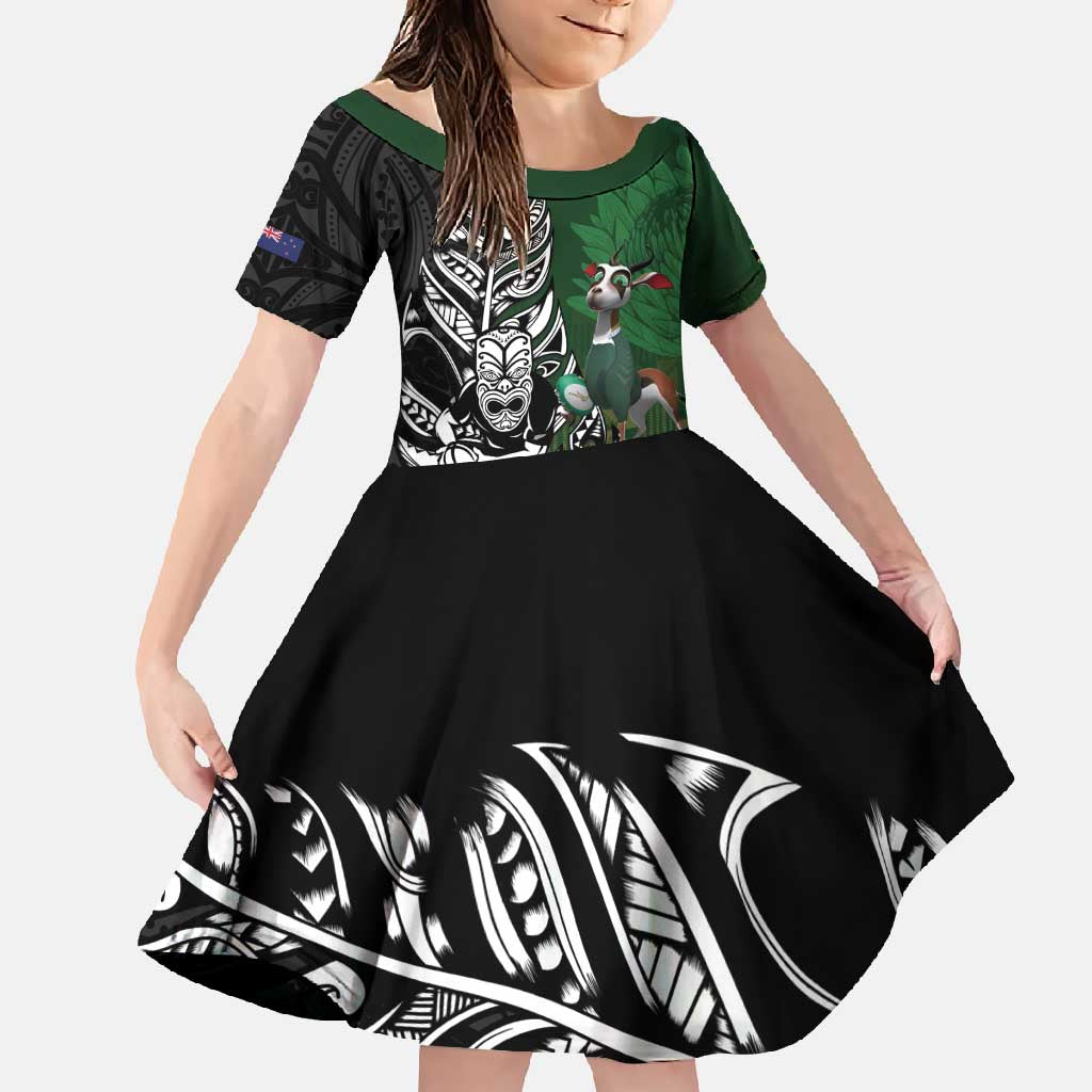 New Zealand and South Africa Rugby Custom Family Matching Off Shoulder Maxi Dress and Hawaiian Shirt Maori Tiki Fern Springboks Kente Pattern - Aussie Hoodie