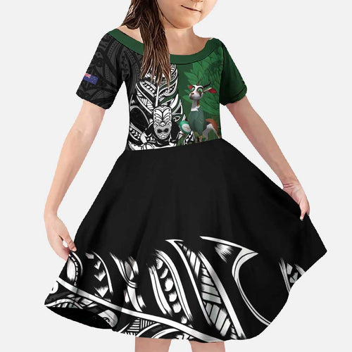 New Zealand and South Africa Rugby Custom Family Matching Off Shoulder Maxi Dress and Hawaiian Shirt Maori Tiki Fern Springboks Kente Pattern - Aussie Hoodie