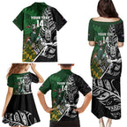 New Zealand and South Africa Rugby Custom Family Matching Puletasi and Hawaiian Shirt Maori Tiki Fern Springboks Kente Pattern - Aussie Hoodie