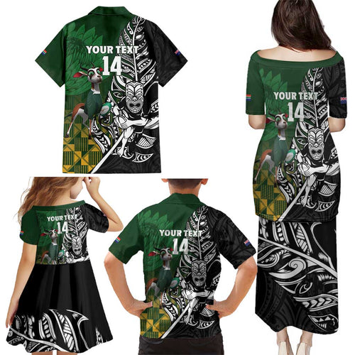 New Zealand and South Africa Rugby Custom Family Matching Puletasi and Hawaiian Shirt Maori Tiki Fern Springboks Kente Pattern - Aussie Hoodie