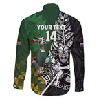 New Zealand and South Africa Rugby Custom Family Matching Puletasi and Hawaiian Shirt Maori Tiki Fern Springboks Kente Pattern - Aussie Hoodie