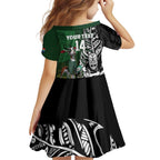 New Zealand and South Africa Rugby Custom Family Matching Short Sleeve Bodycon Dress and Hawaiian Shirt Maori Tiki Fern Springboks Kente Pattern - Aussie Hoodie