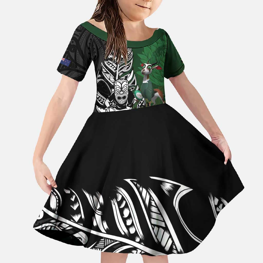 New Zealand and South Africa Rugby Custom Family Matching Summer Maxi Dress and Hawaiian Shirt Maori Tiki Fern Springboks Kente Pattern - Aussie Hoodie