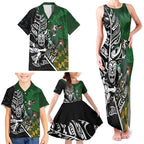 New Zealand and South Africa Rugby Custom Family Matching Tank Maxi Dress and Hawaiian Shirt Maori Tiki Fern Springboks Kente Pattern - Aussie Hoodie