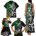 New Zealand and South Africa Rugby Custom Family Matching Tank Maxi Dress and Hawaiian Shirt Maori Tiki Fern Springboks Kente Pattern - Aussie Hoodie