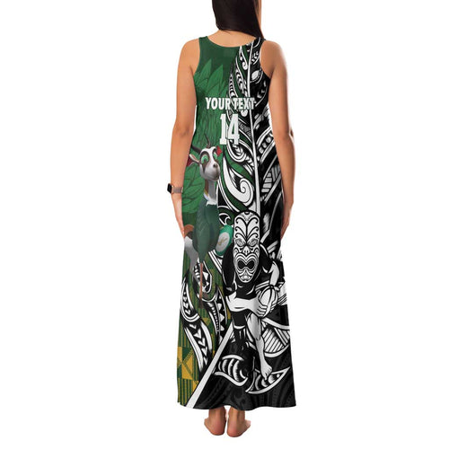 New Zealand and South Africa Rugby Custom Family Matching Tank Maxi Dress and Hawaiian Shirt Maori Tiki Fern Springboks Kente Pattern - Aussie Hoodie