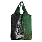 New Zealand and South Africa Rugby Custom Grocery Bag Maori Tiki Fern Springboks Kente Pattern - Aussie Hoodie