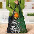 New Zealand and South Africa Rugby Custom Grocery Bag Maori Tiki Fern Springboks Kente Pattern - Aussie Hoodie