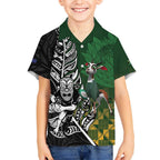 New Zealand and South Africa Rugby Custom Hawaiian Shirt Maori Tiki Fern Springboks Kente Pattern - Aussie Hoodie