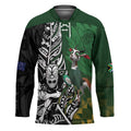 New Zealand and South Africa Rugby Custom Hockey Jersey Maori Tiki Fern Springboks Kente Pattern - Aussie Hoodie
