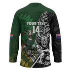 New Zealand and South Africa Rugby Custom Hockey Jersey Maori Tiki Fern Springboks Kente Pattern - Aussie Hoodie