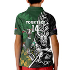 New Zealand and South Africa Rugby Custom Kid Polo Shirt Maori Tiki Fern Springboks Kente Pattern - Aussie Hoodie