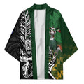 New Zealand and South Africa Rugby Custom Kimono Maori Tiki Fern Springboks Kente Pattern - Aussie Hoodie