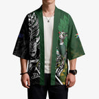 New Zealand and South Africa Rugby Custom Kimono Maori Tiki Fern Springboks Kente Pattern - Aussie Hoodie