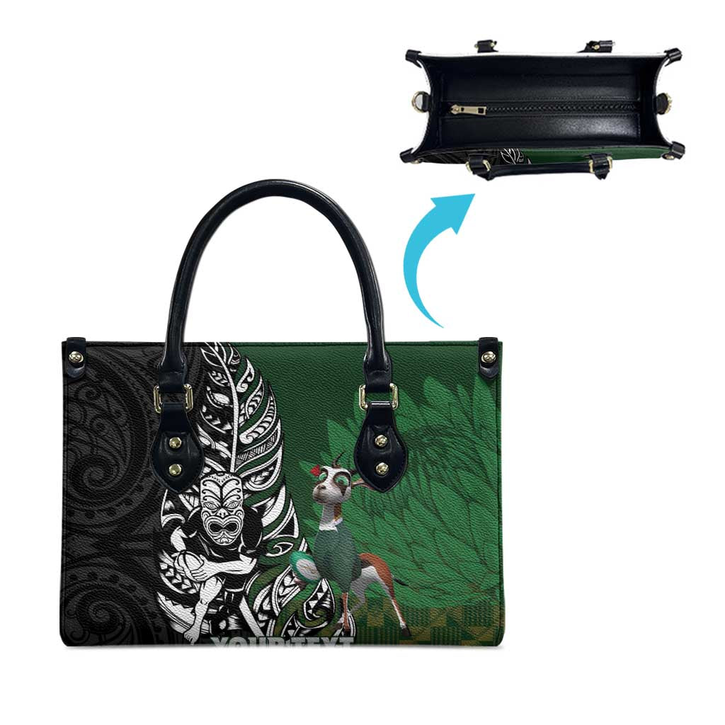 New Zealand and South Africa Rugby Custom Leather Bag Maori Tiki Fern Springboks Kente Pattern - Aussie Hoodie