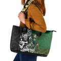 New Zealand and South Africa Rugby Custom Leather Tote Bag Maori Tiki Fern Springboks Kente Pattern - Aussie Hoodie