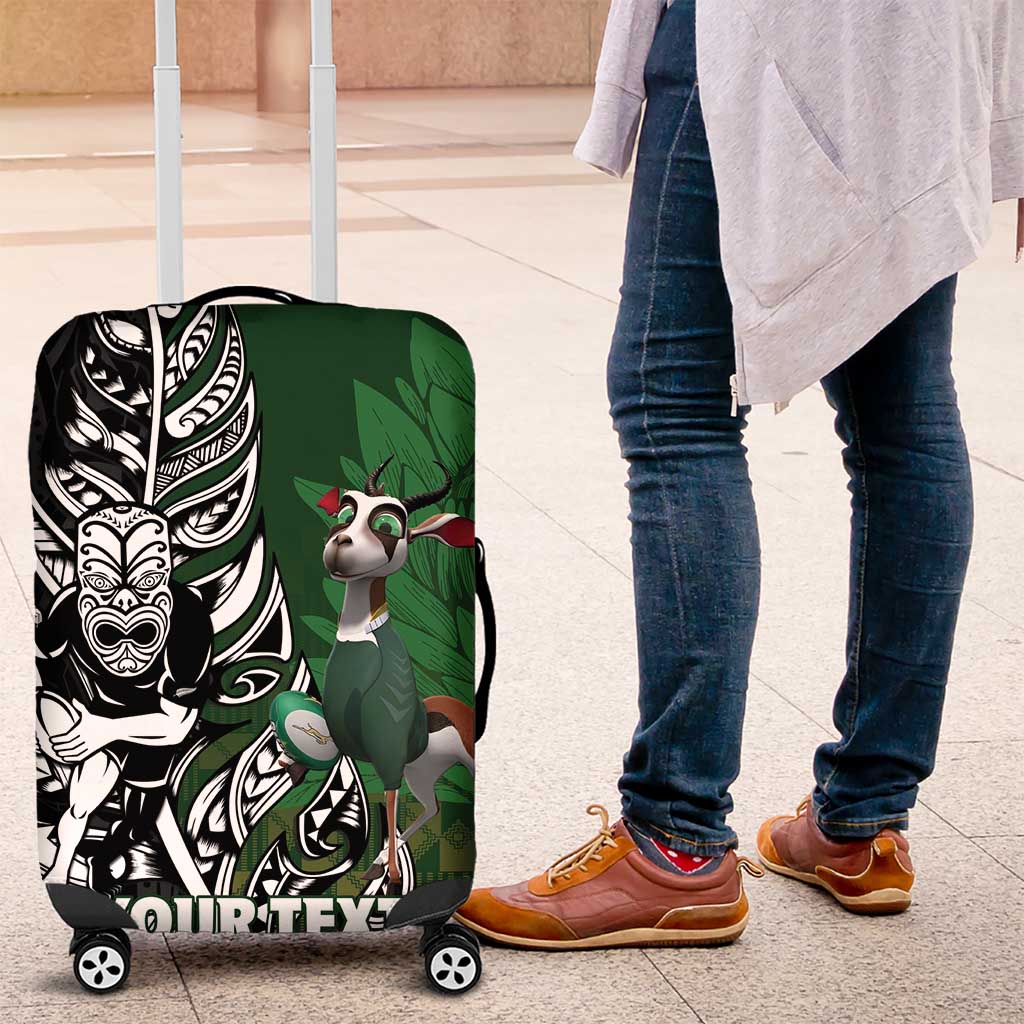 New Zealand and South Africa Rugby Custom Luggage Cover Maori Tiki Fern Springboks Kente Pattern - Aussie Hoodie
