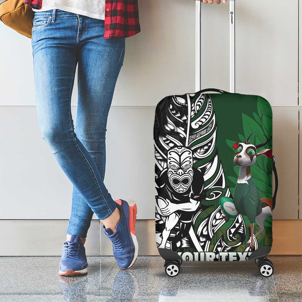New Zealand and South Africa Rugby Custom Luggage Cover Maori Tiki Fern Springboks Kente Pattern - Aussie Hoodie