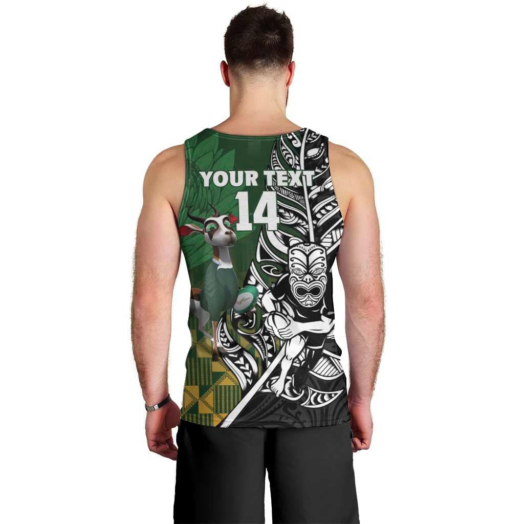 New Zealand and South Africa Rugby Custom Men Tank Top Maori Tiki Fern Springboks Kente Pattern - Aussie Hoodie