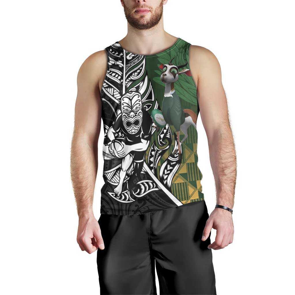 New Zealand and South Africa Rugby Custom Men Tank Top Maori Tiki Fern Springboks Kente Pattern - Aussie Hoodie
