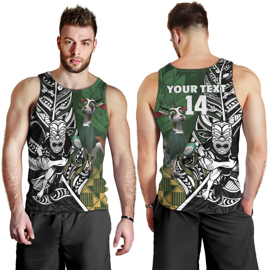 New Zealand and South Africa Rugby Custom Men Tank Top Maori Tiki Fern Springboks Kente Pattern - Aussie Hoodie