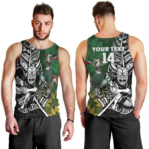 New Zealand and South Africa Rugby Custom Men Tank Top Maori Tiki Fern Springboks Kente Pattern - Aussie Hoodie