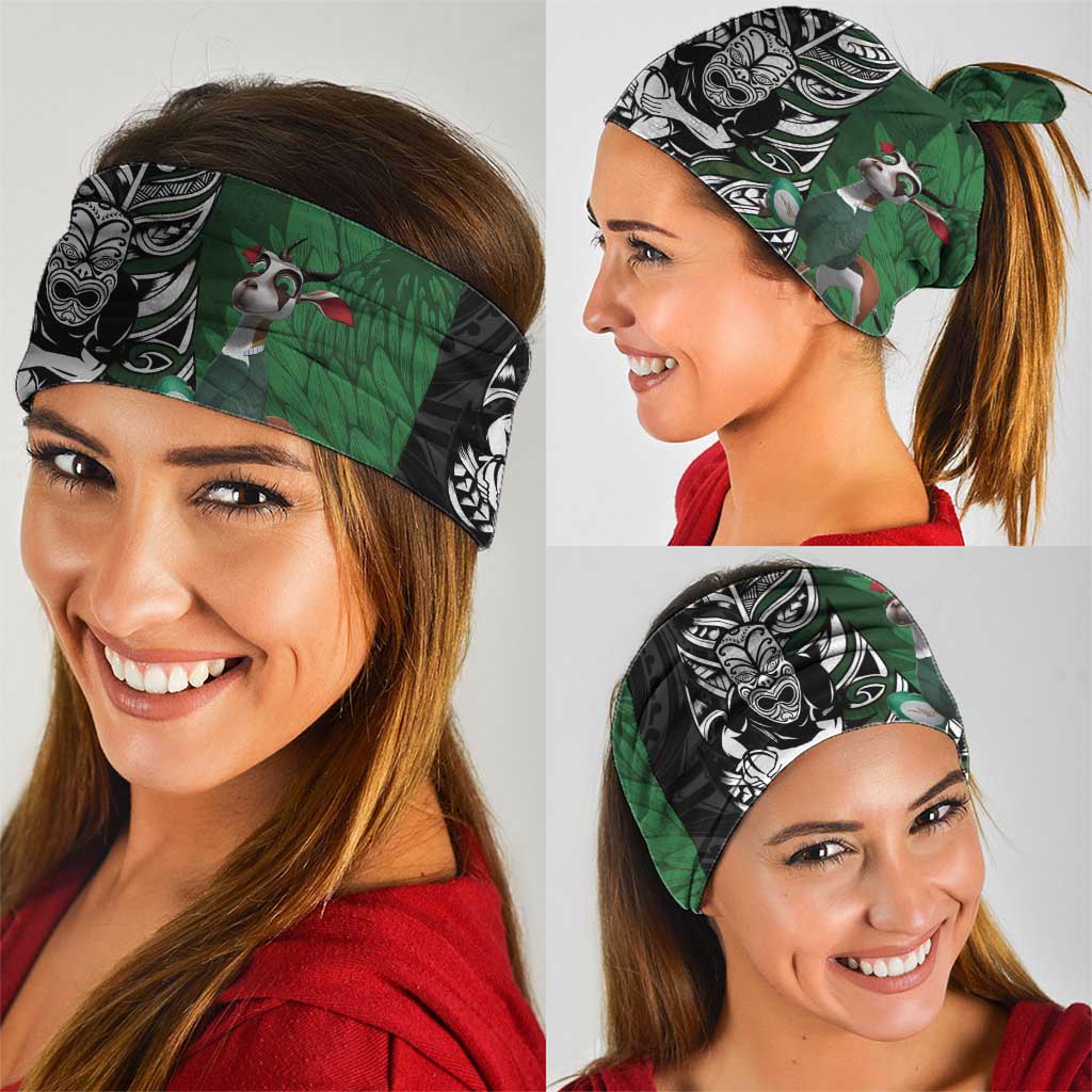 New Zealand and South Africa Rugby Custom Neck Gaiter Maori Tiki Fern Springboks Kente Pattern - Aussie Hoodie