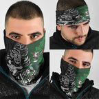 New Zealand and South Africa Rugby Custom Neck Gaiter Maori Tiki Fern Springboks Kente Pattern - Aussie Hoodie