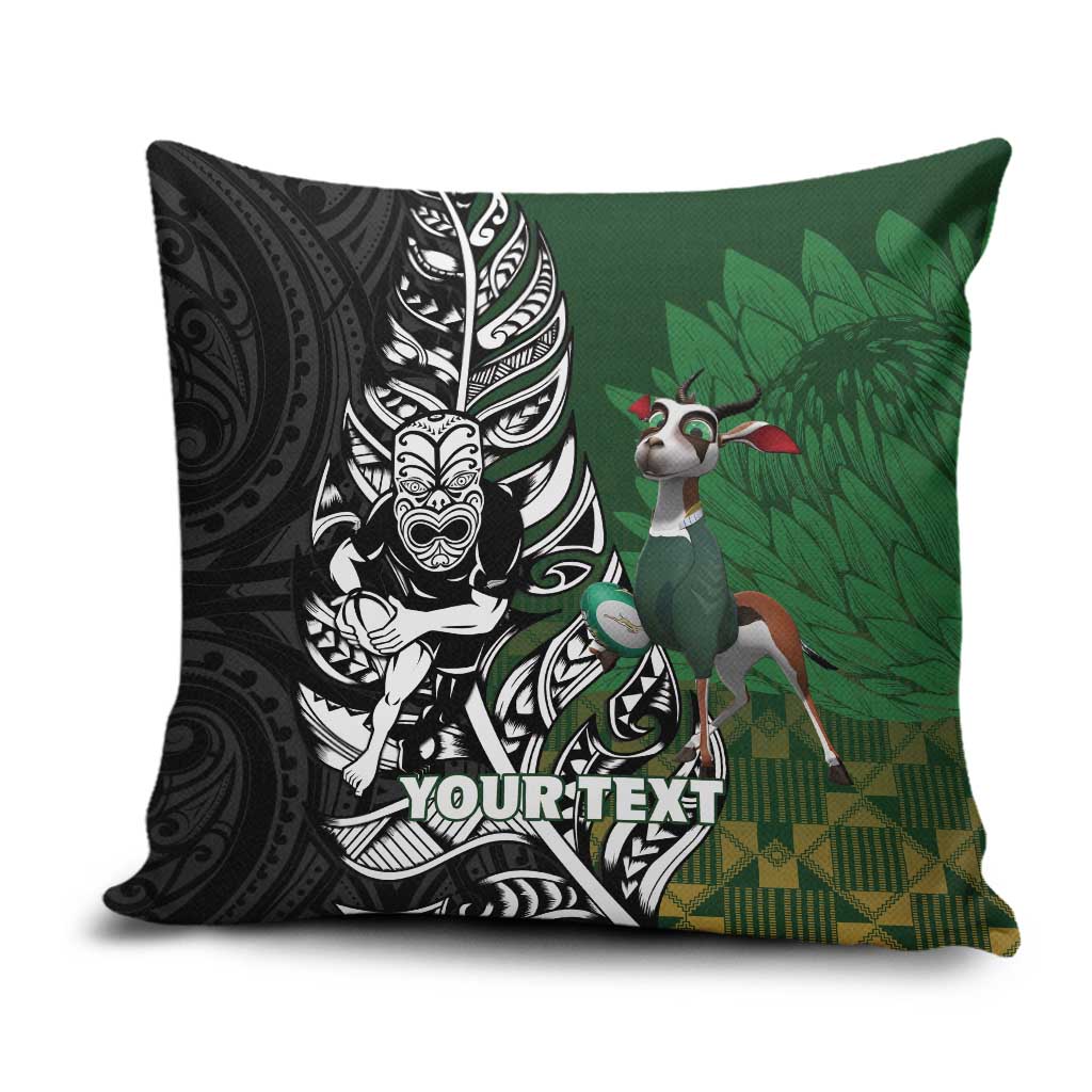 New Zealand and South Africa Rugby Custom Pillow Cover Maori Tiki Fern Springboks Kente Pattern - Aussie Hoodie