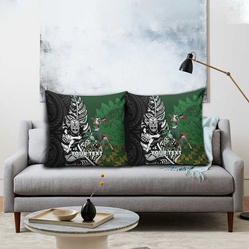 New Zealand and South Africa Rugby Custom Pillow Cover Maori Tiki Fern Springboks Kente Pattern - Aussie Hoodie