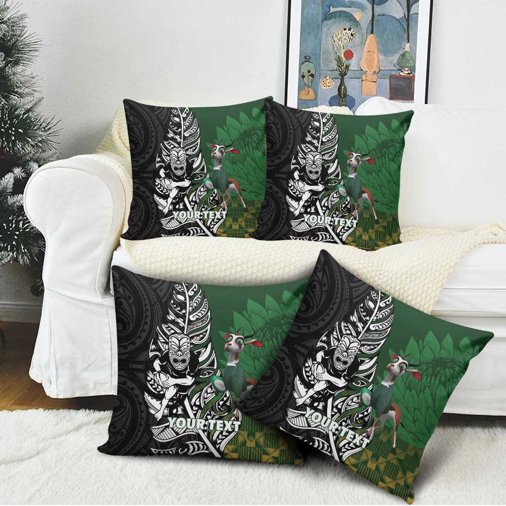 New Zealand and South Africa Rugby Custom Pillow Cover Maori Tiki Fern Springboks Kente Pattern - Aussie Hoodie