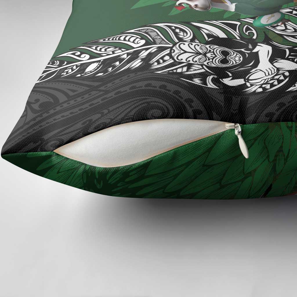 New Zealand and South Africa Rugby Custom Pillow Cover Maori Tiki Fern Springboks Kente Pattern - Aussie Hoodie