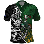 New Zealand and South Africa Rugby Custom Polo Shirt Maori Tiki Fern Springboks Kente Pattern - Aussie Hoodie