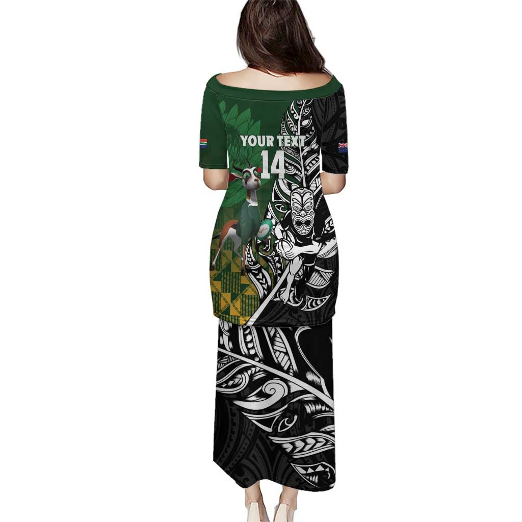 New Zealand and South Africa Rugby Custom Puletasi Maori Tiki Fern Springboks Kente Pattern - Aussie Hoodie