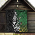 New Zealand and South Africa Rugby Custom Quilt Maori Tiki Fern Springboks Kente Pattern - Aussie Hoodie